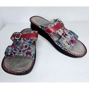 Alegria Peg-447 Women's Red Floral Sandals Comfort Shoes SIZE 9 EUR 39